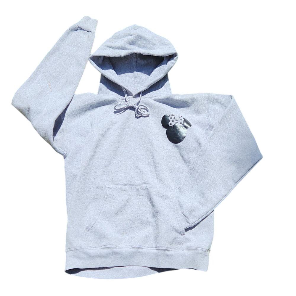 Minnie mouse gray hooded sweatshirt Hanes Ecosmart women's small